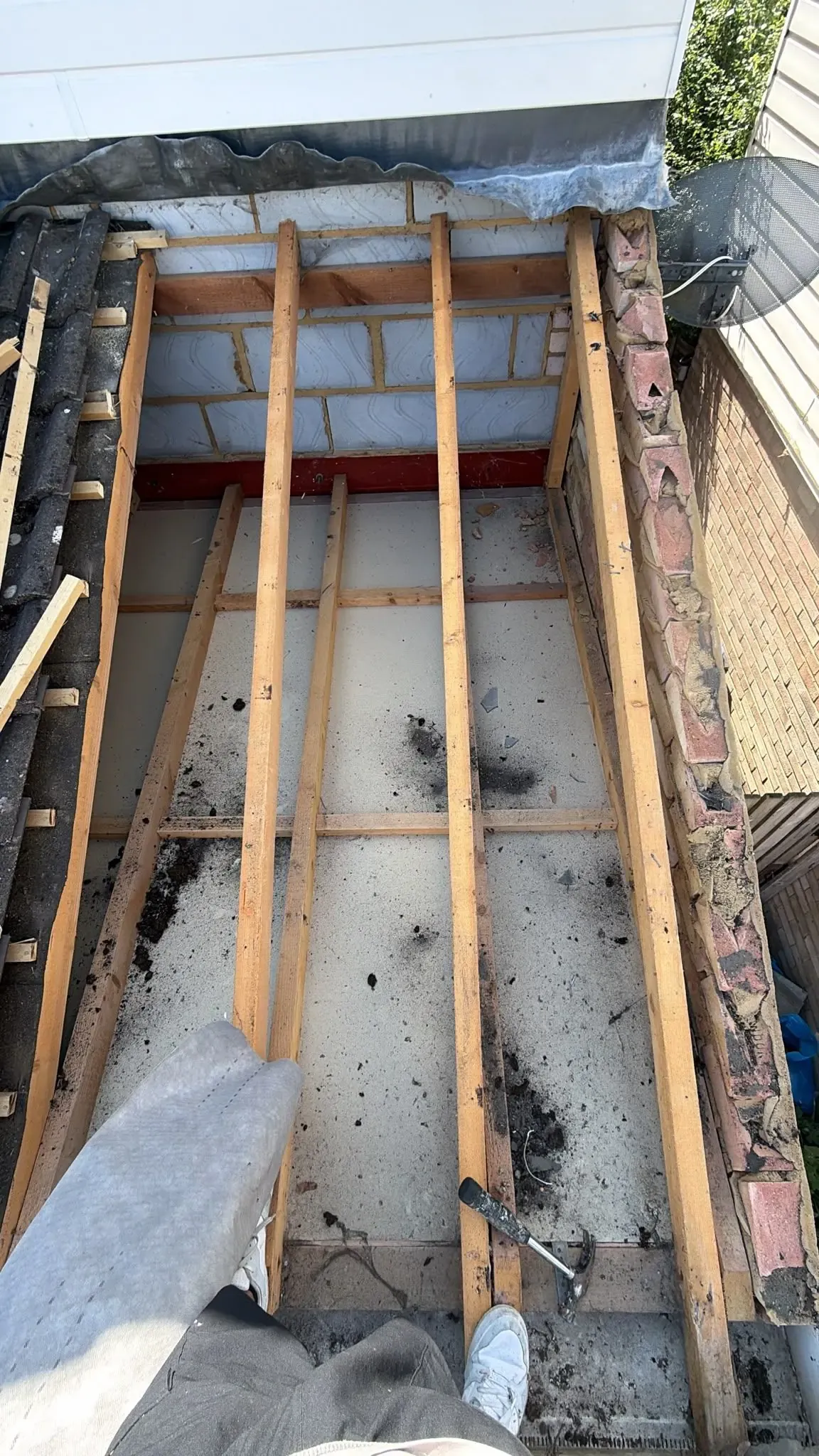 Affected roof section stripped back to the timber during an Ascot roof repair